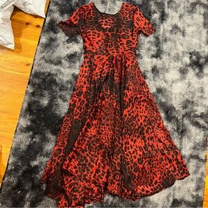 Grunge Elegant Red Leopard Print Dress